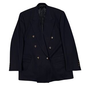 Givenchy Monsieur Blazer Men 42R Navy Blue Double Breasted Wool Sport Coat